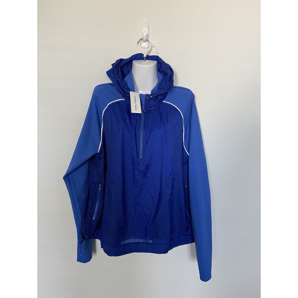 Outdoor Voices FrostKnit Hoodie Jacket 3XL Blue Womens Quarter Zip Hiking NWT